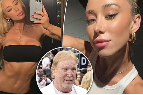 Shocking: Mystery Blonde, 26, is forced to reject rumors Las Vegas Raiders owner Mark Davis, 69, is the father of her baby